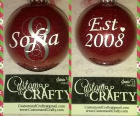 Initial/Last name-Established Glitter Ornament (you pick colors)