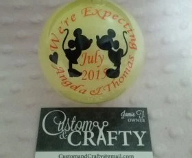 Expecting- Mouse Kissing Silhouette Glitter Ornament